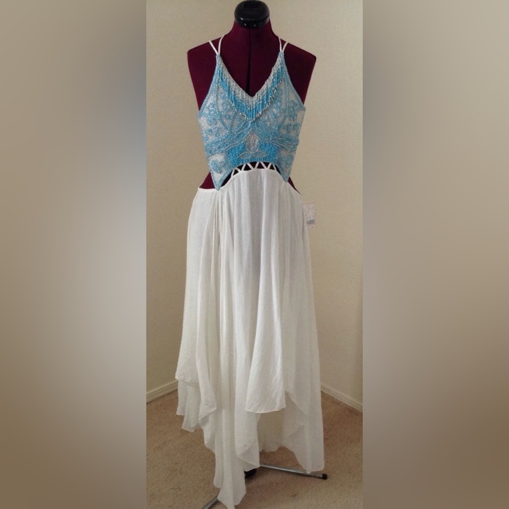 Nwt Free People Turquoise Spirit Cross Back Cotton Dress Size 2